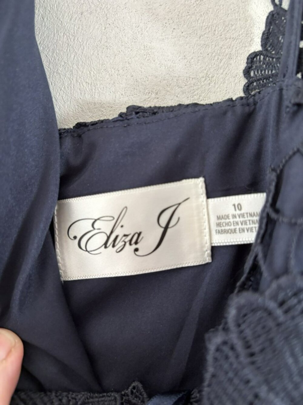 Eliza J Navy Lace Dress Size 10 Fit Flare Sleeveless Floral Cocktail Party NWT - Picture 9 of 16